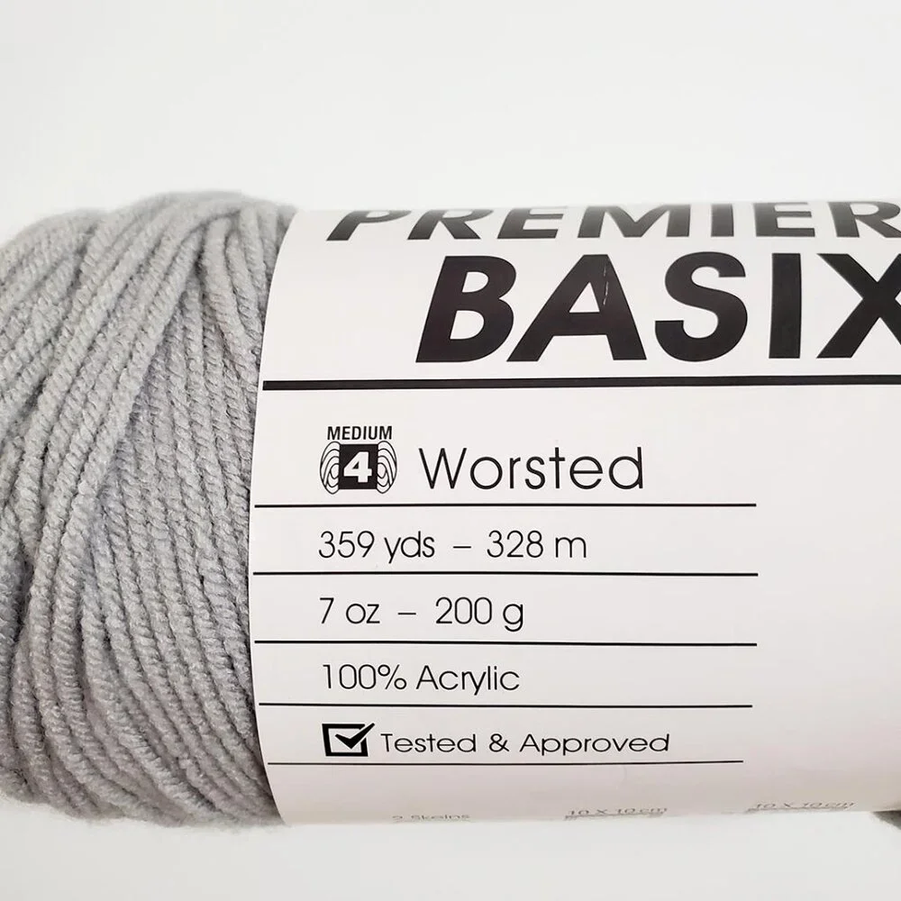 Premier Basix Yarn Worsted Light Gray 7oz 359yds Acrylic